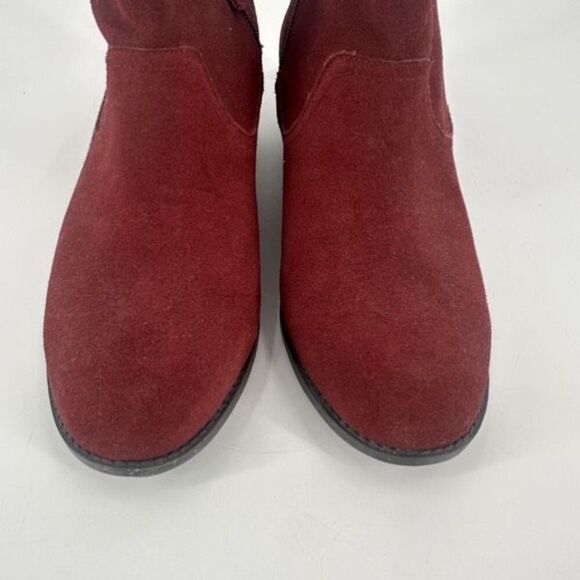 Vionic Vera Women's Suede Leather Stacked Heel Side Zip Ankle‎ Boots Red Size 8 - Picture 5 of 8